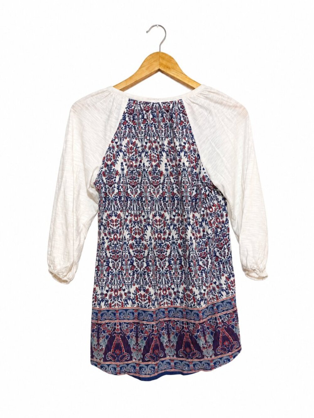 Vintage America XS Boho Floral Print 3/4 Sleeve Tunic Top - Picture 3 of 8